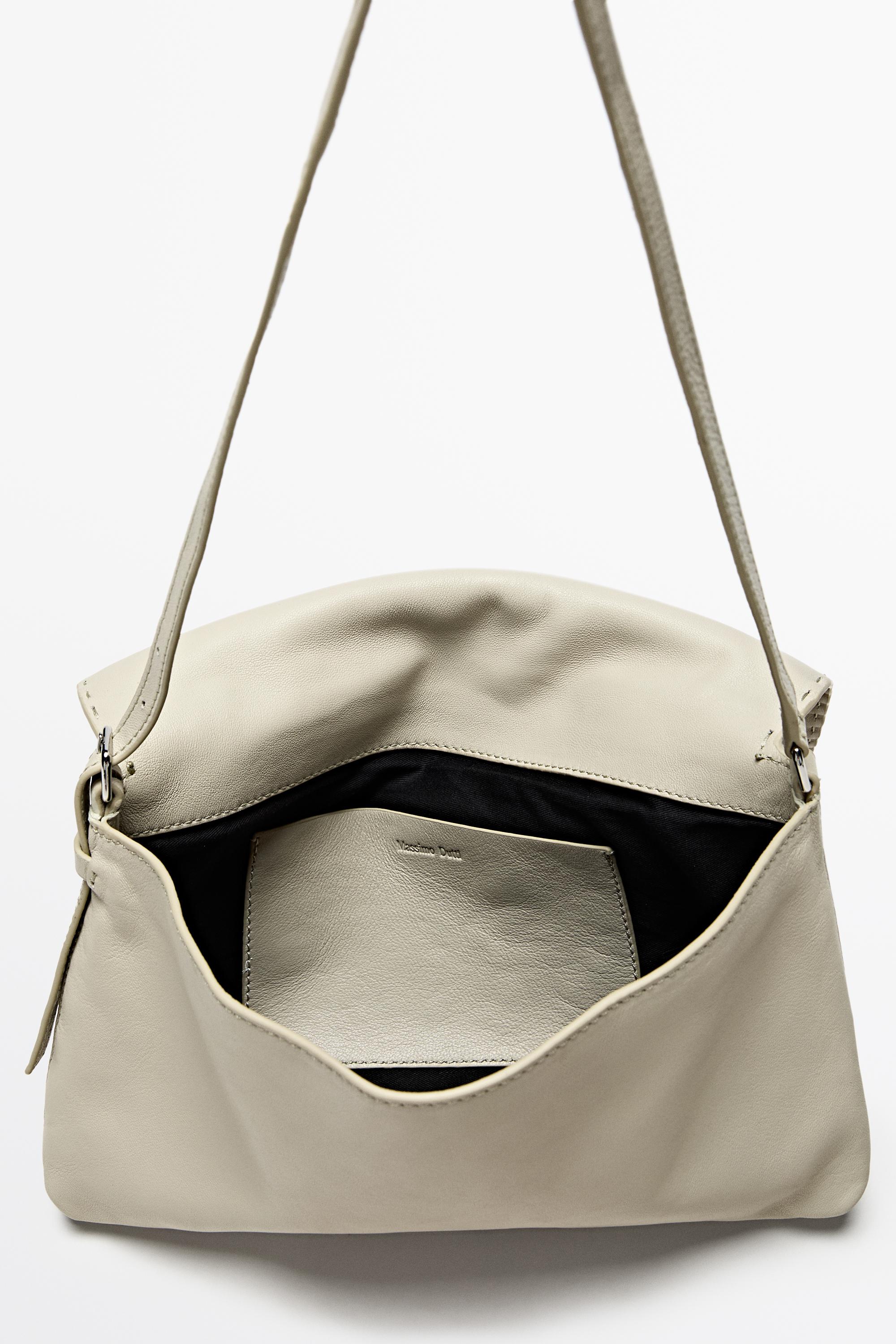 Nappa leather crossbody bag with topstitching